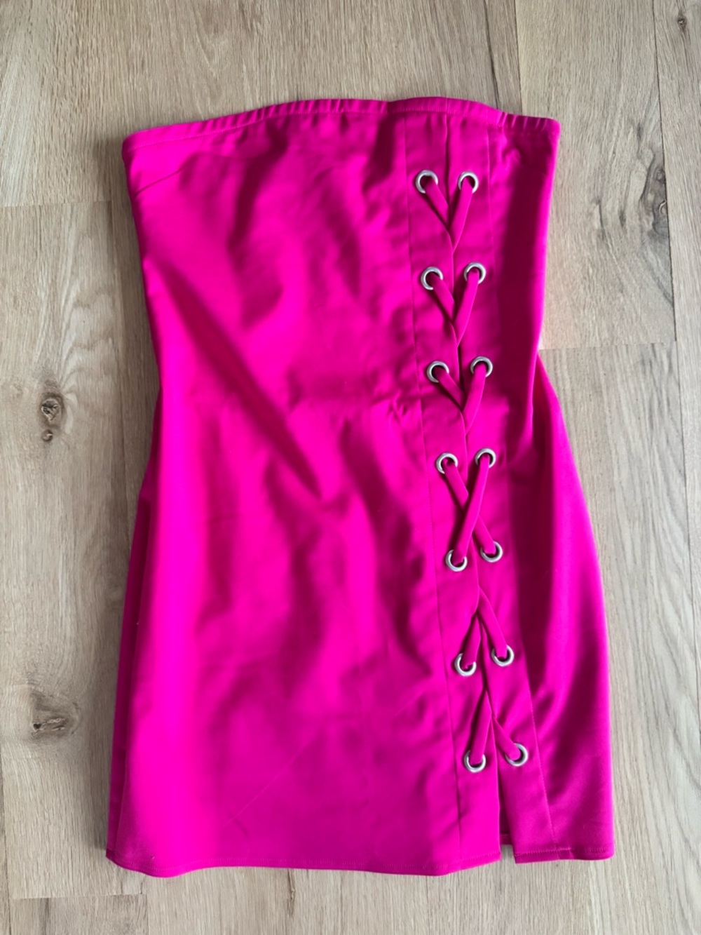 By The Way Lace Up Mini Dress Pink Strapless Revolve Size M Structured